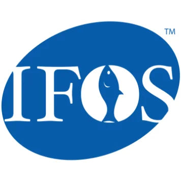 Blue oval logo with the white text 'IFOS' and a fish silhouette inside the letter O, on a white background.