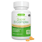 Supplement bottle labeled 'Super B-Complex' by Igennus on a white background