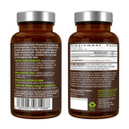 Two amber brown supplement bottles shown side by side, displaying the back and front labels of a Vitamin D3 product. The bottles have gray ribbed caps and are photographed against a clean white background.