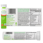Three views of a supplement bottle and carton for 'Igenuus Super B-Complex' showing the front label, back supplement facts, and side profile on a white background.