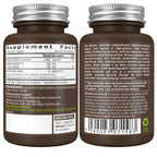 Two supplement bottles with label details on a white background