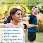 Woman exercising outdoors with text about wide-reaching health benefits