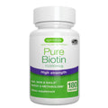 Supplement bottle labeled 'Pure Biotin' by igennus on a white background