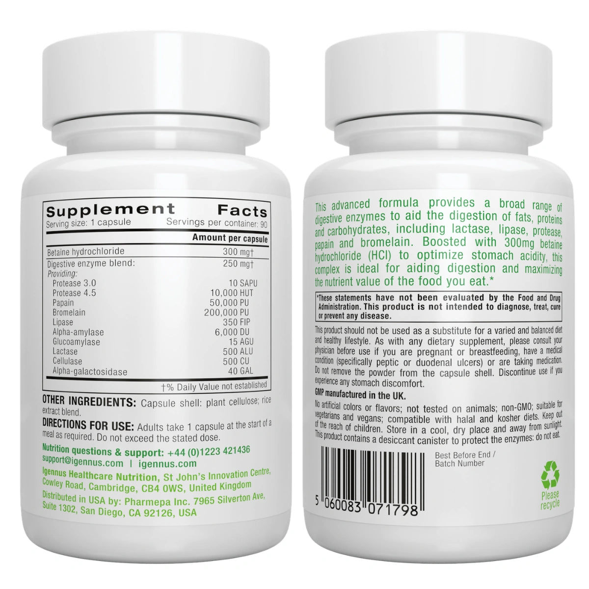 Two supplement bottles with labels on a white background