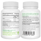 Two supplement bottles with label details on a white background