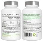 Two supplement bottles with their back labels showing nutritional information and branding.