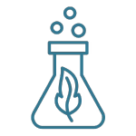 Icon of a beaker with a flame inside, symbolizing a chemical reaction.