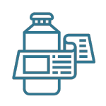 Icon of a printer with a paper on a blue background